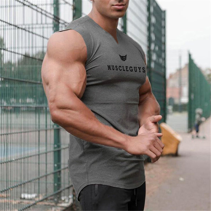 Men's V Neck Compression Sleeveless Workout Vest